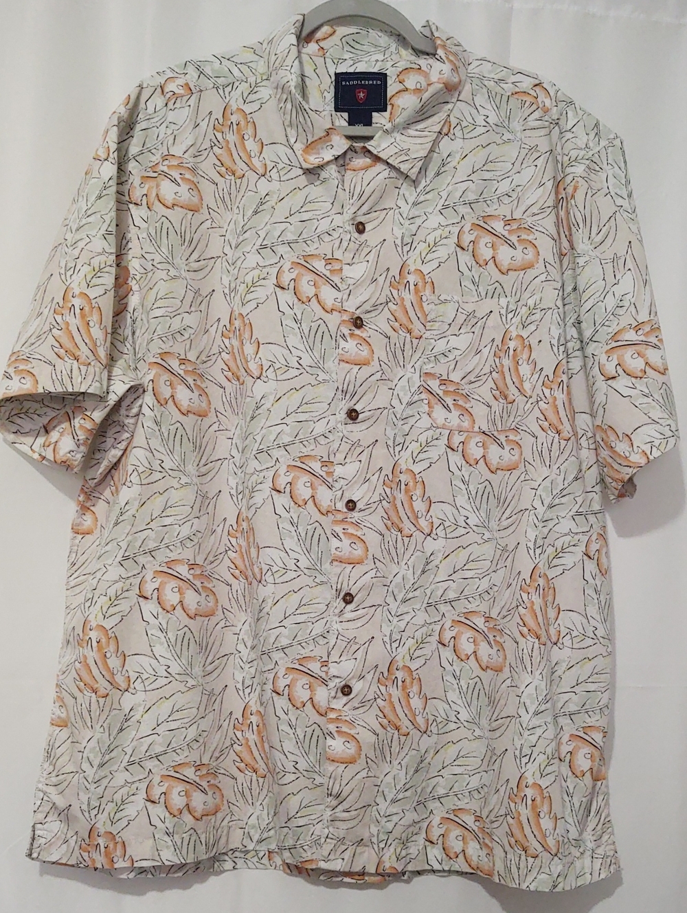 SaddleBred Short-Sleeve Leaf Print Shirt Sz 2XL